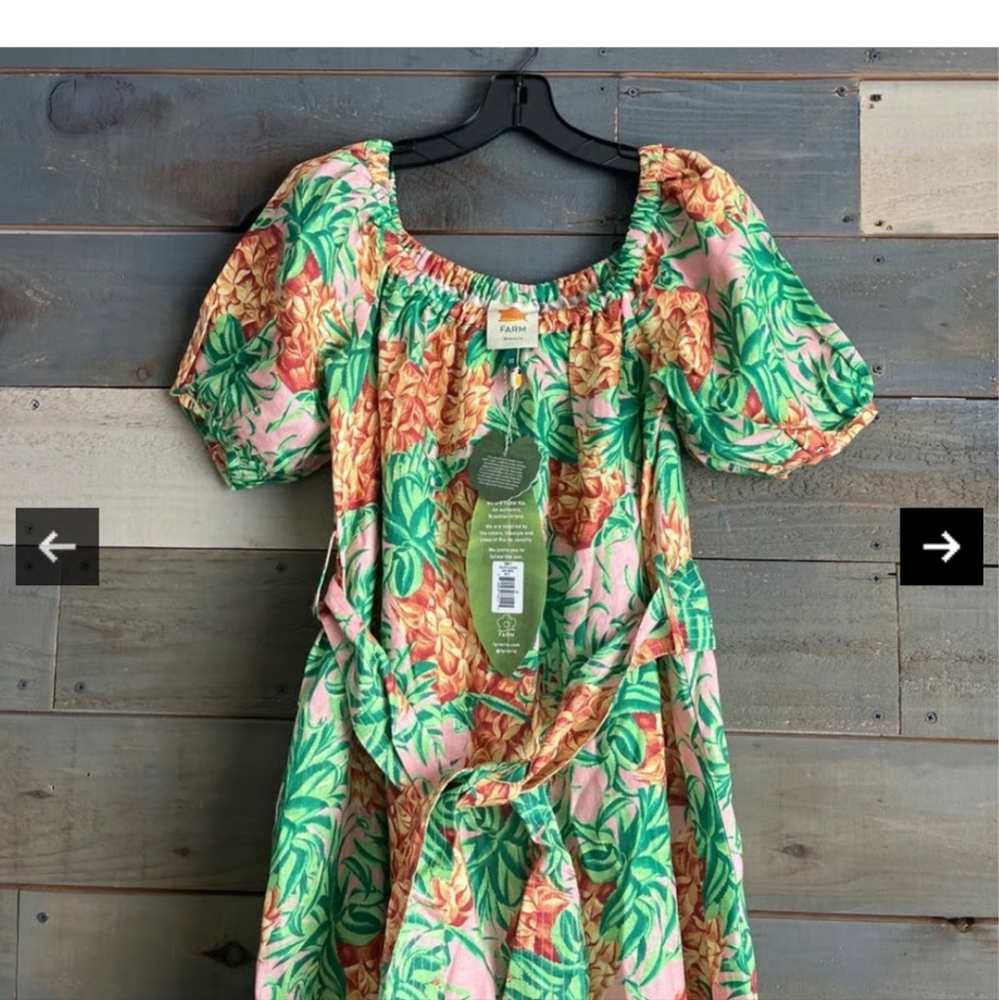 Farm Rio 🍍 Pineapple Garden Linen Midi Dress - Picture 5 of 12